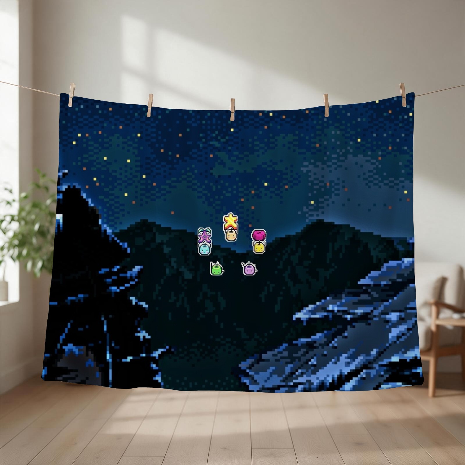 Custom Night Sky - ジュニモスの夜空柄ブランケット。クリスマスギフトに最適。カスタムデザインで、ソファや冬用のベッドに。