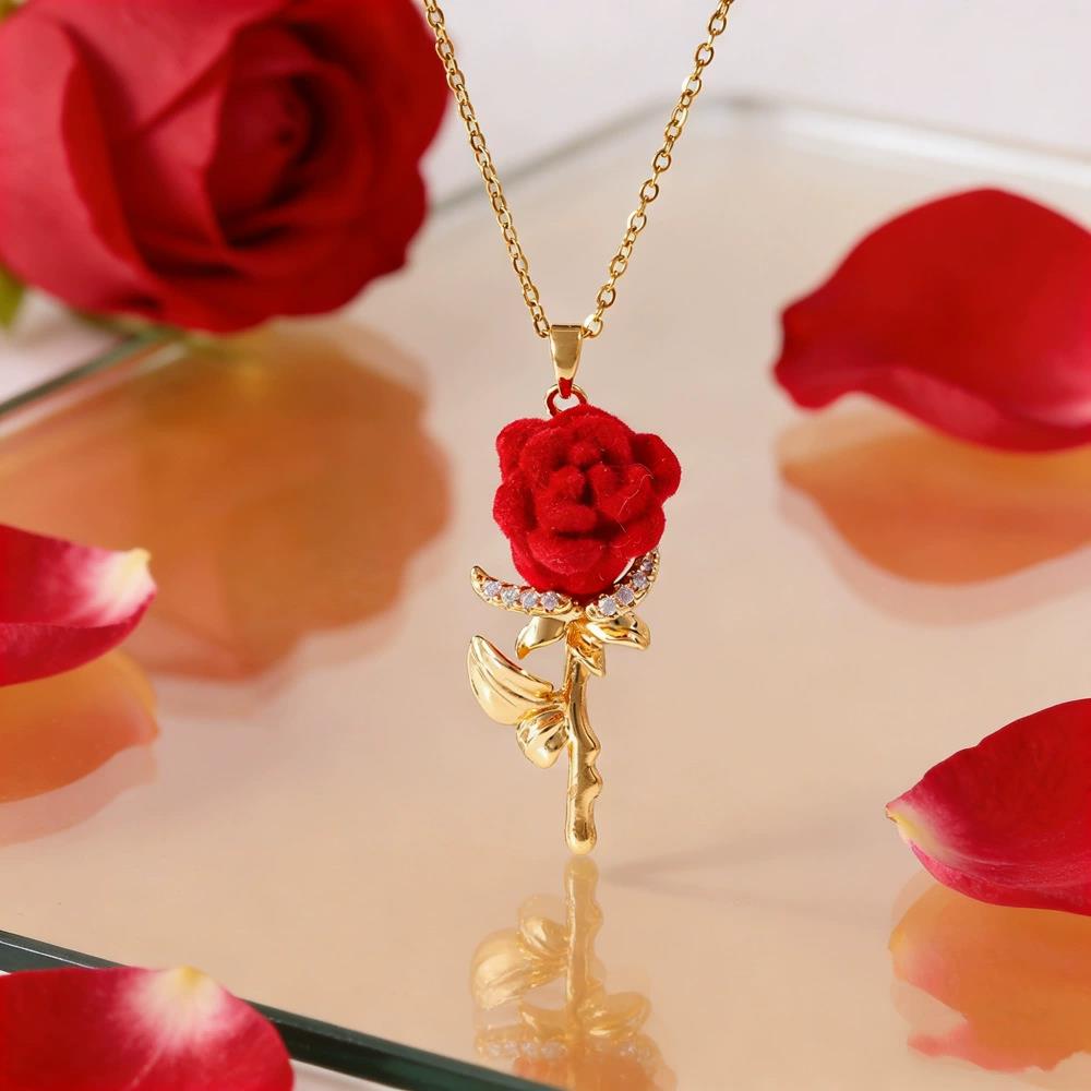 女性用ローズネックレス フレンチチャーム付き - 軽やかな高 - Birth Flower Necklace のレビューと価格