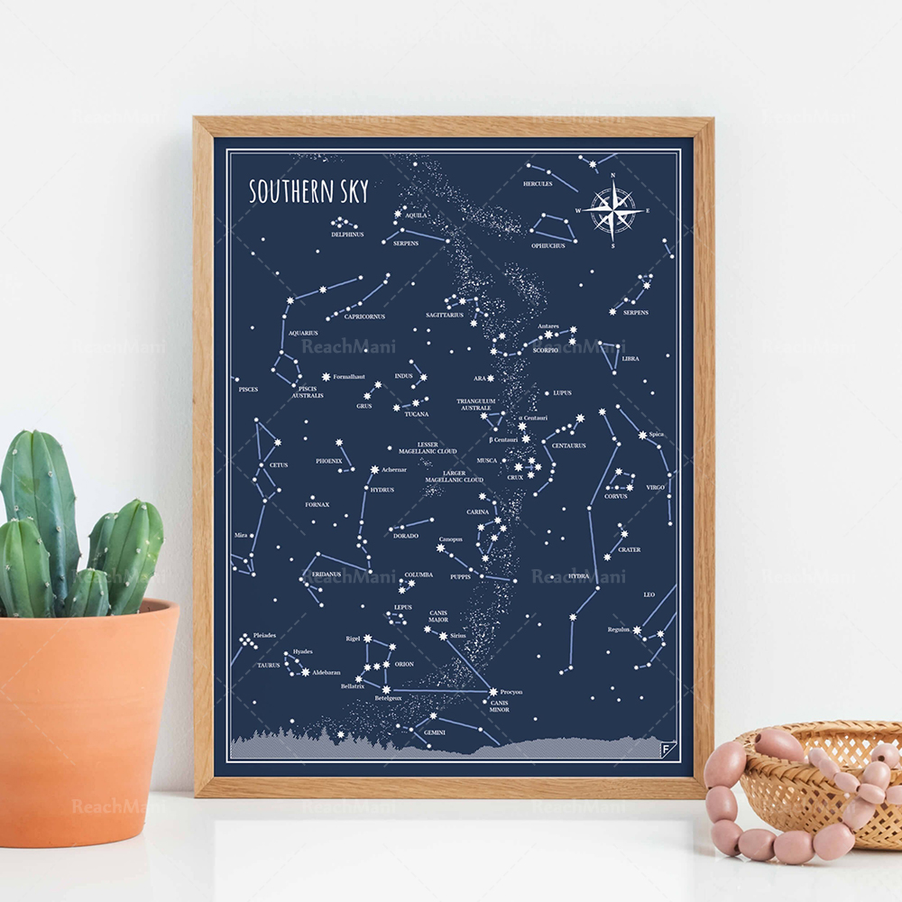 リトル＆ビッグ天文学者プリント - 北と南の空のポスター、天 - Custom Star Map のレビューと価格