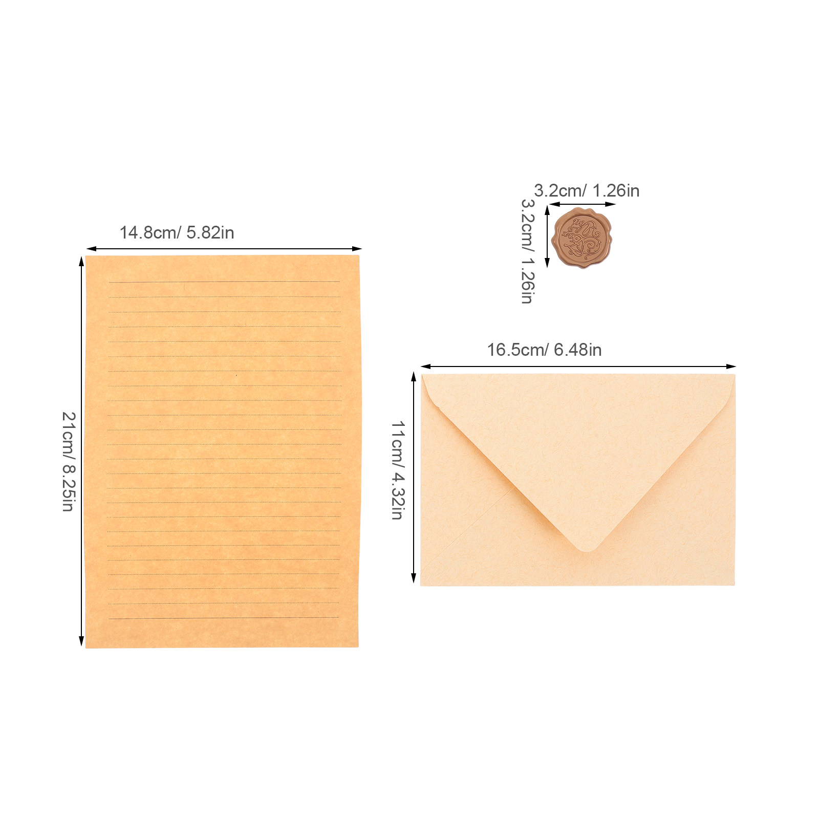 1セット：洗練されたヴィンテージ風のレターセット。罫線入りの - Wax Seal Letter Kit のレビューと価格
